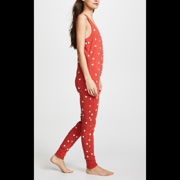 WILDFOX falling hearts jumpsuit in red XS - Picture 2 of 3